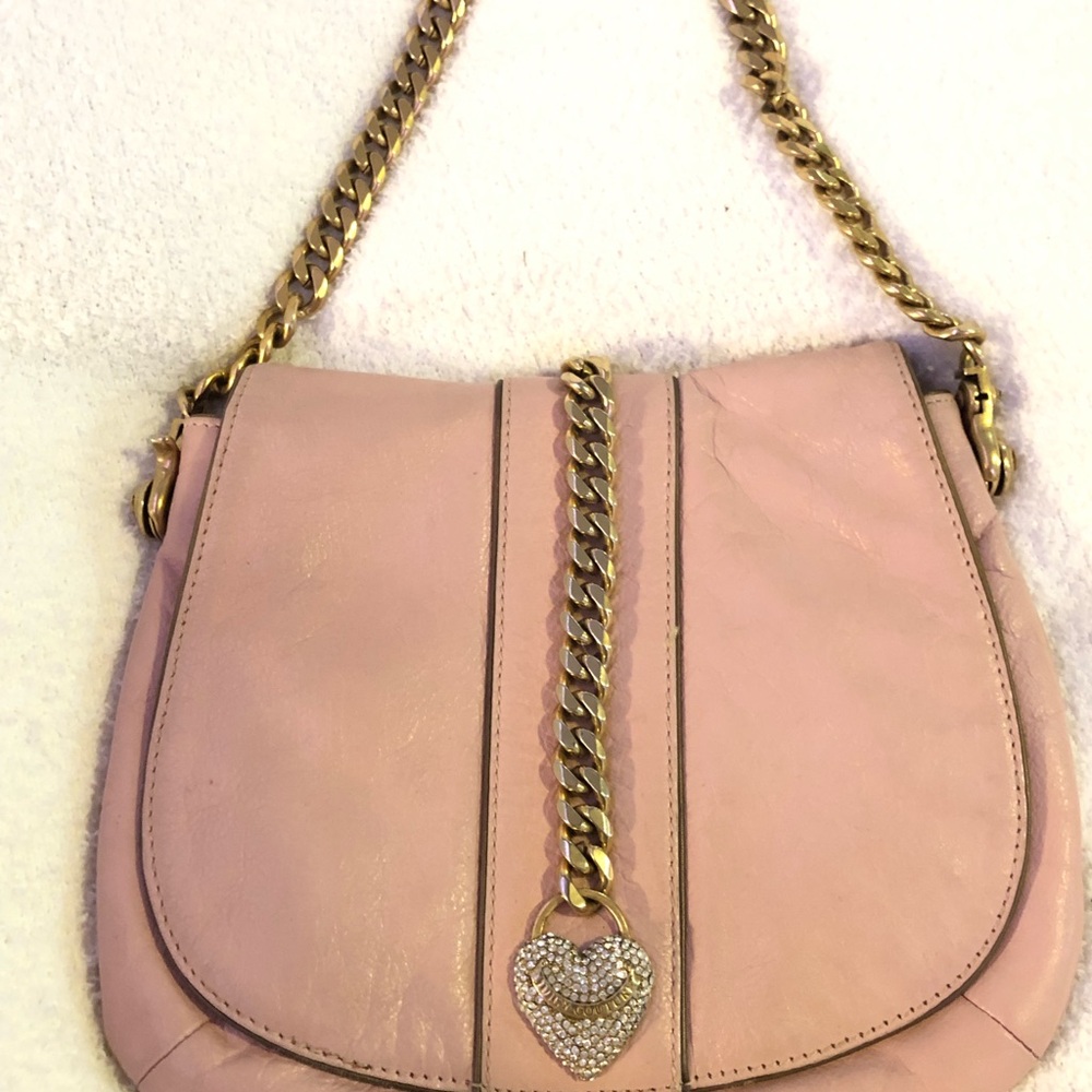 Juicy couture pink leather bag with heart rhinestones
